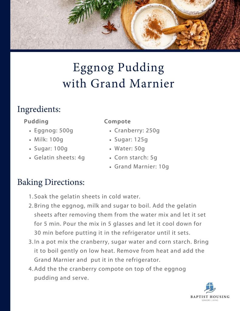 Eggnog pudding with Grand Marnier cranberry Recipe 
