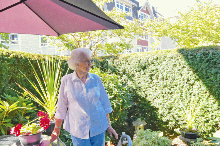 Lady in garden
